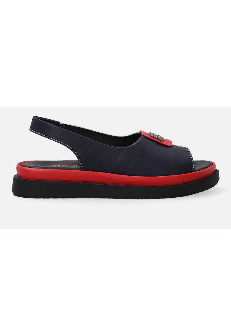 VENEZIA Sandale cu talpa plata si model colorblock - Rosu/Alb/Bleumarin