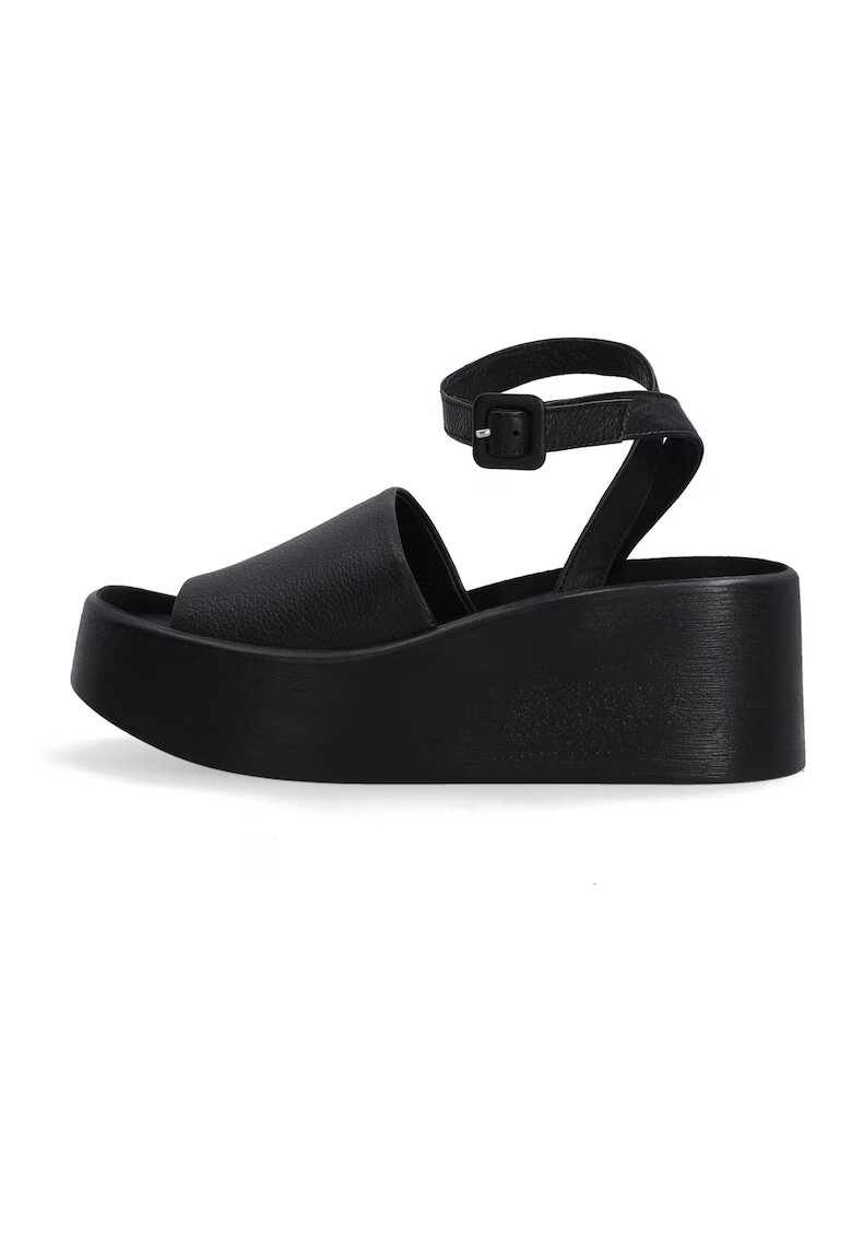 VENEZIA Sandale de piele cu talpa wedge si bareta pe glezna