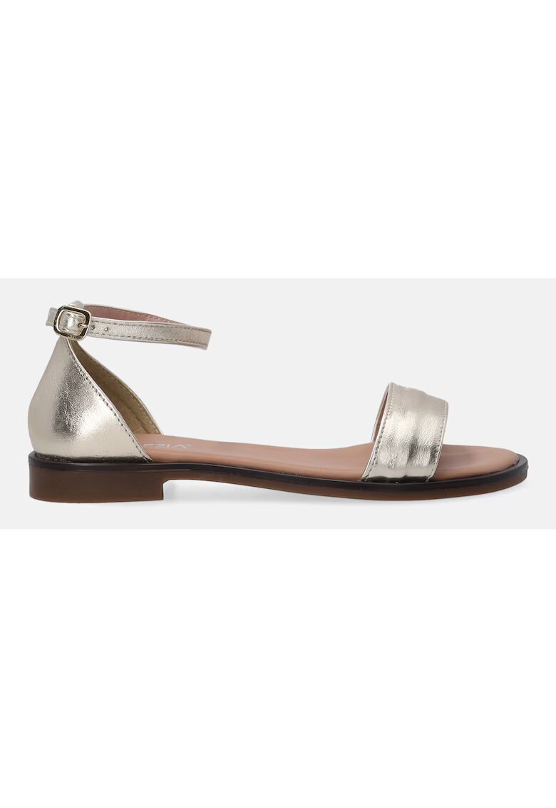 VENEZIA Sandale din piele cu aspect metalizat