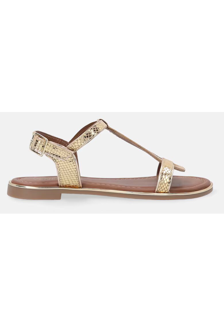 VENEZIA Sandale din piele cu textura tip reptila si aspect metalizat