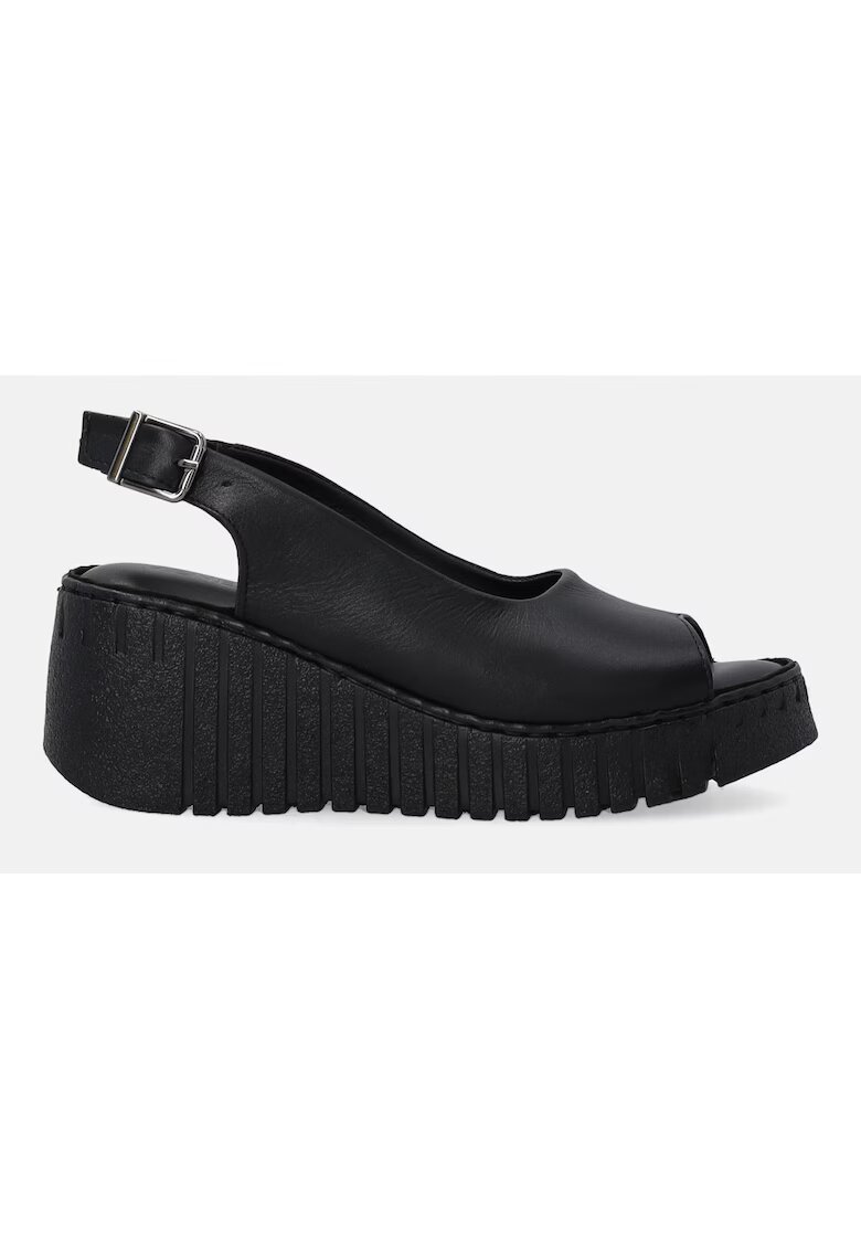 VENEZIA Sandale wedge de piele cu catarama