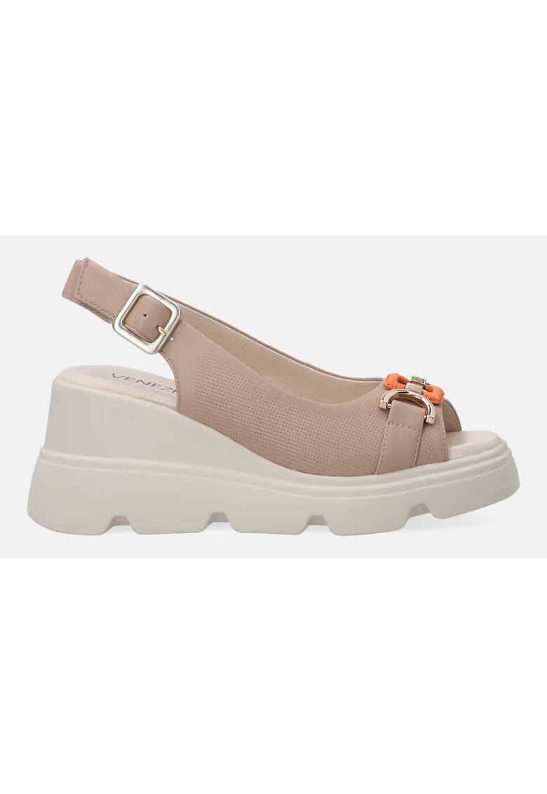 VENEZIA Sandale wedge din piele cu decupaj