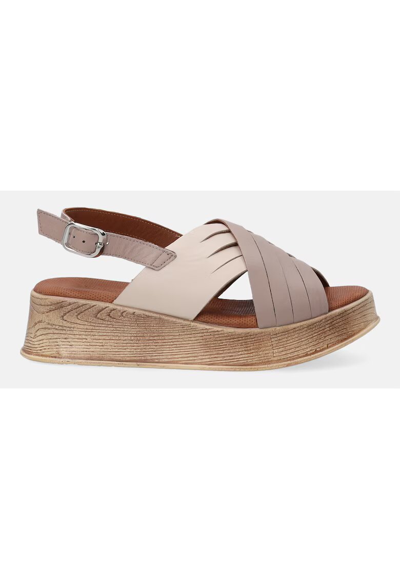 VENEZIA Sandale wedge din piele cuu catarama
