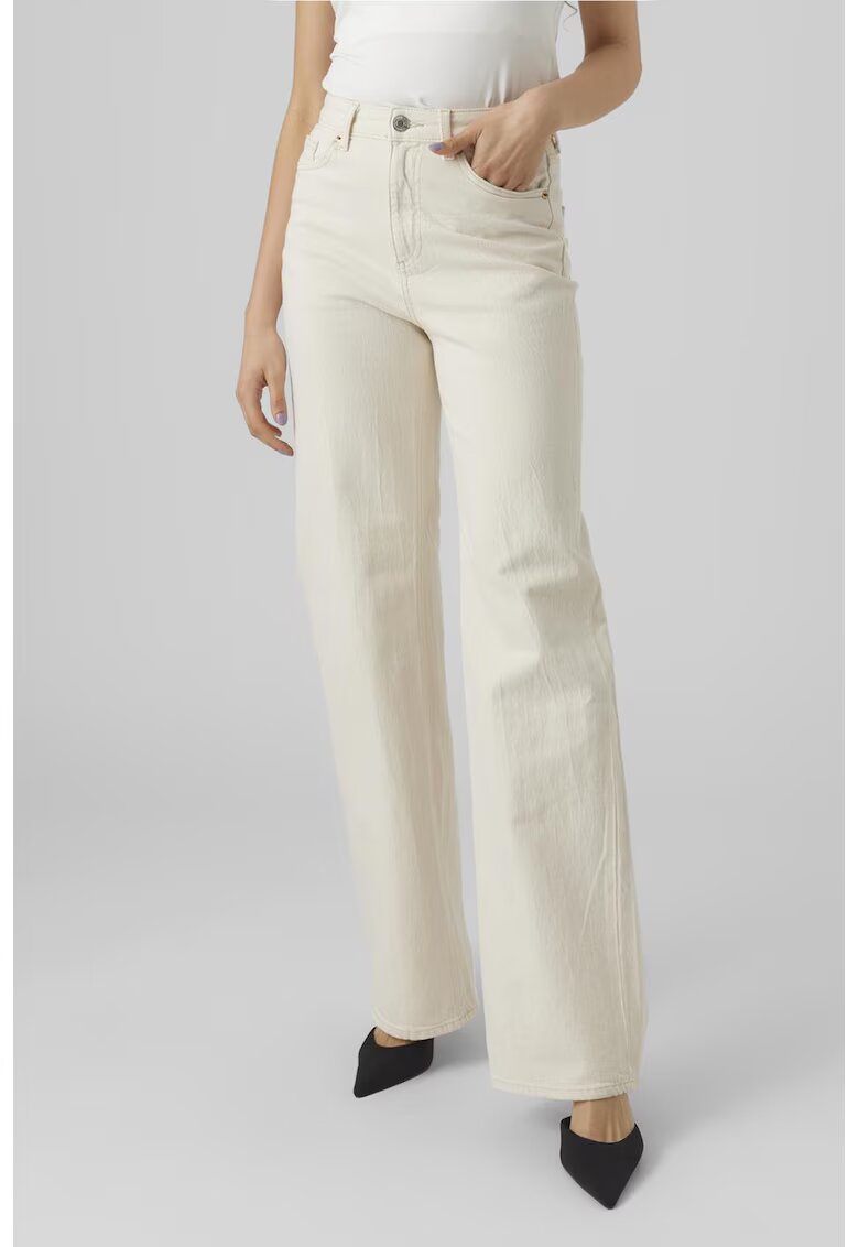Vero Moda Blugi ampli cu talie inalta - Crem