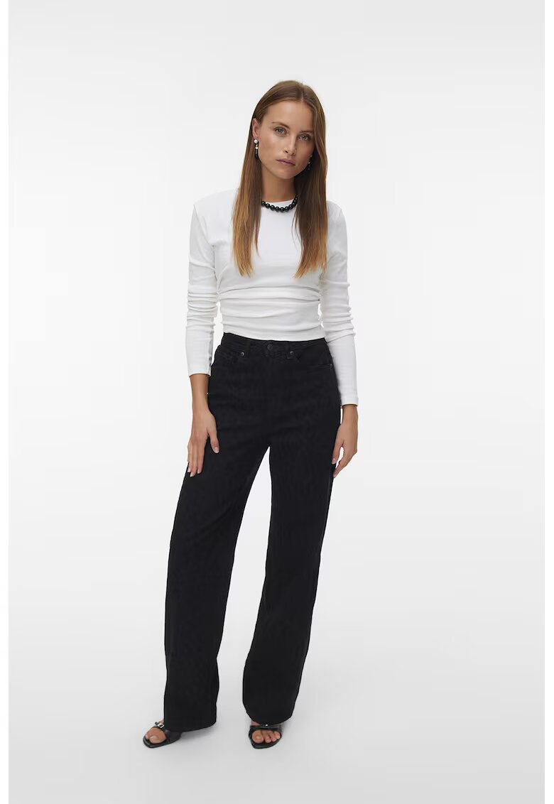 Vero Moda Blugi drepti cu animal print - Negru