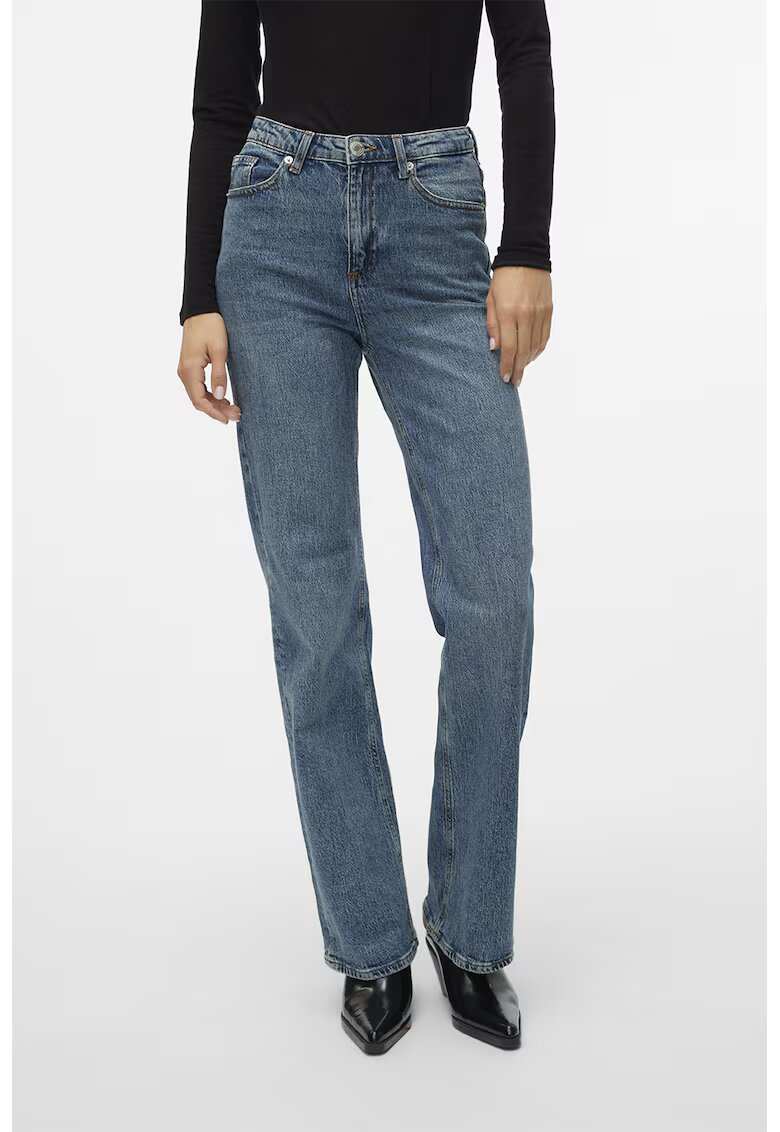 Vero Moda Blugi drepti cu talie inalta - Albastru inchis