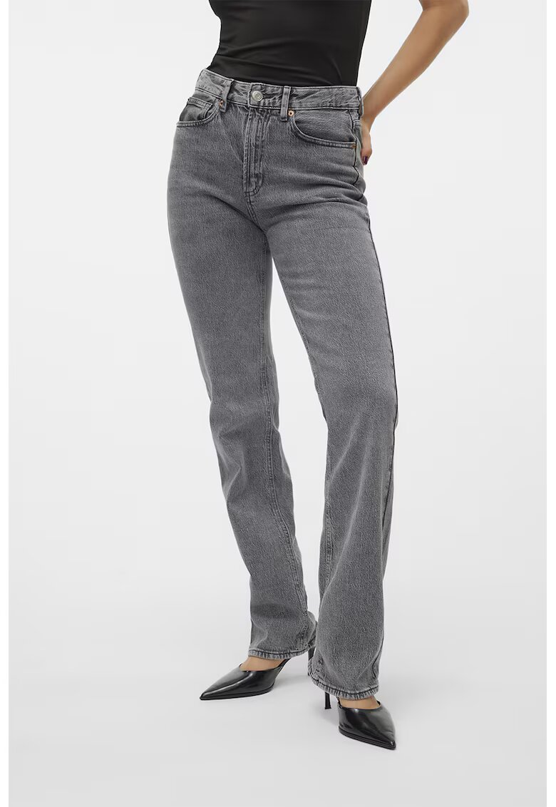 Vero Moda Blugi drepti cu talie inalta - Gri inchis