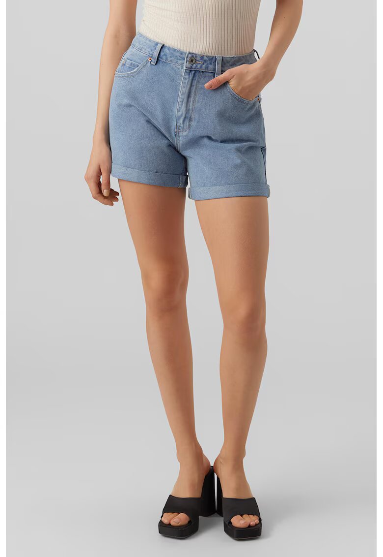 Vero Moda Blugi scurti cu talie inalta Zuri - Albastru deschis