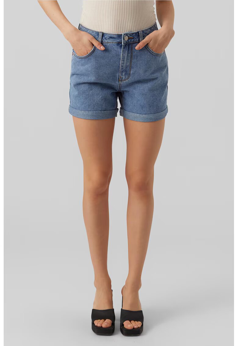 Vero Moda Blugi scurti cu talie inalta Zuri - Albastru inchis