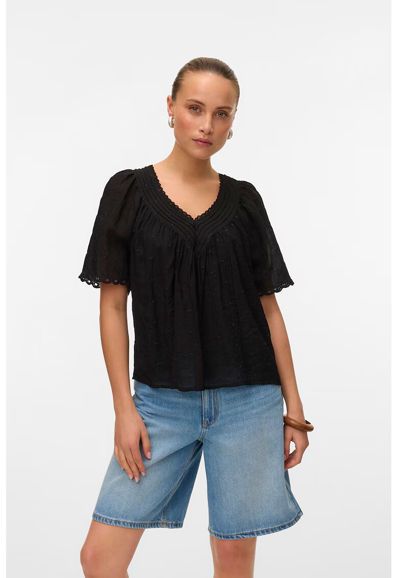 Vero Moda Bluza cu decolteu in V si maneci scurte