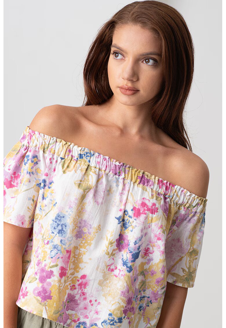 Vero Moda Bluza cu decolteu pe un umar si imprimeu - Multicolor