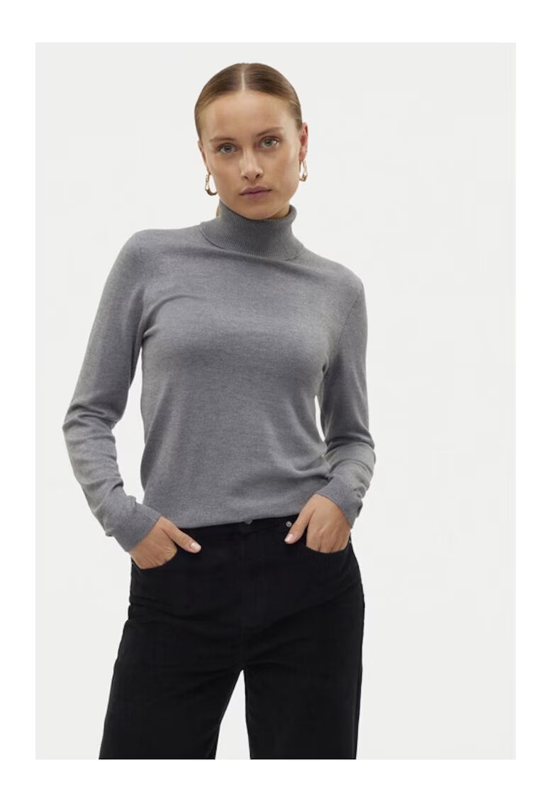 Vero Moda Bluza cu gat Iris 10320450 Gri Slim Fit - Viscoza