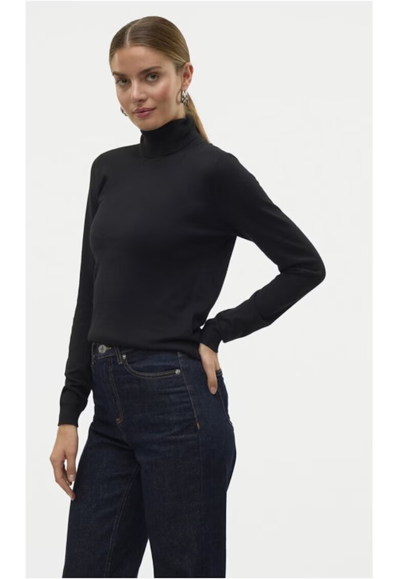 Vero Moda Bluza cu gat Iris 10320450 Negru Slim Fit - Viscoza