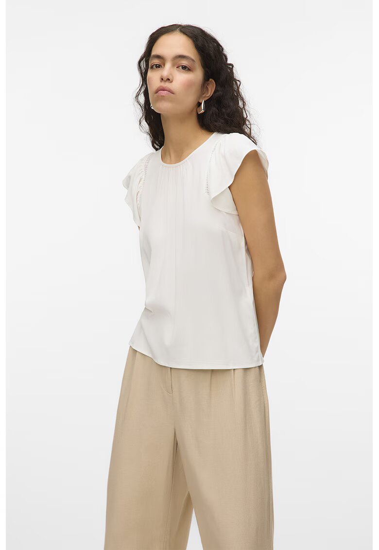 Vero Moda Bluza cu maneci fluture Bella - Alb