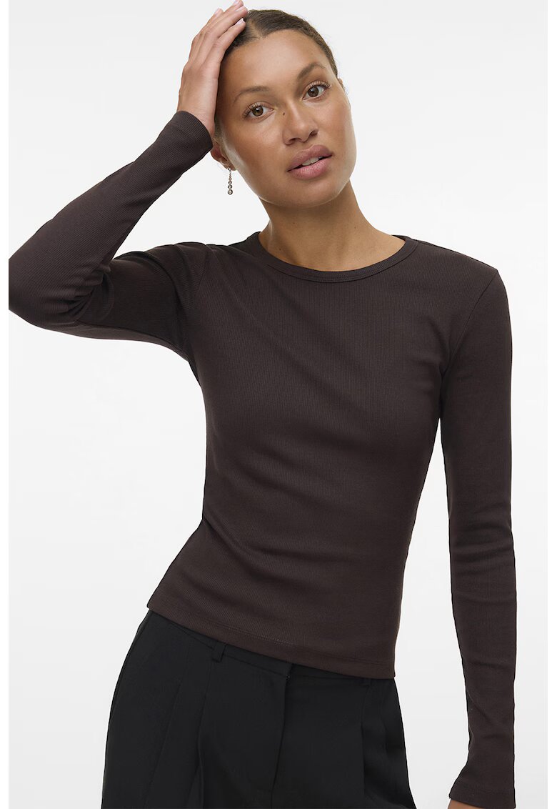 Vero Moda Bluza slim-fit din amestec de bumbac organic Chloe - Maro inchis
