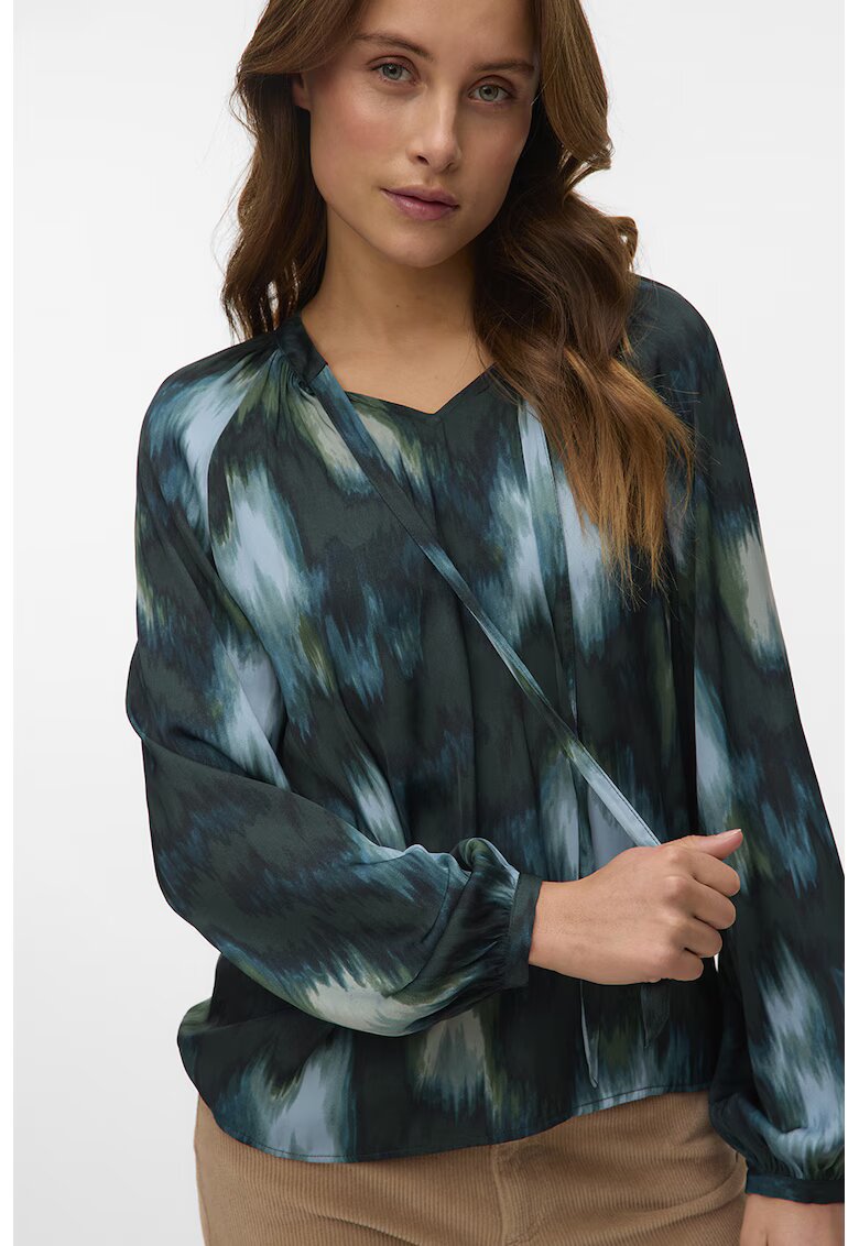 Vero Moda Bluza-tunica cu model tie-dye - Verde englez/Albastru deschis