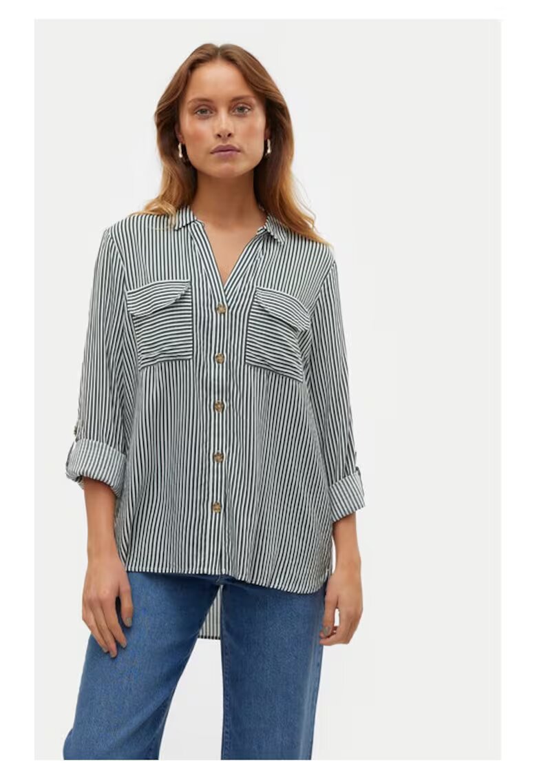 Vero Moda Camasa Bumpy 10275283 Verde Regular Fit - Viscoza