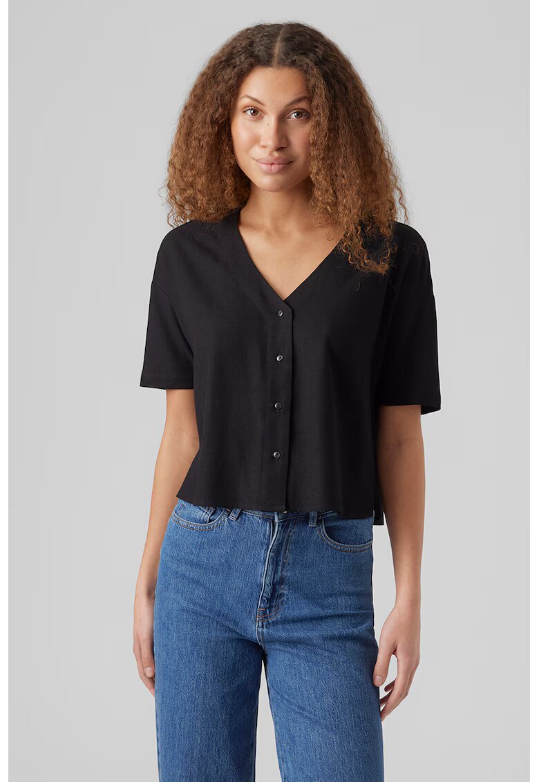 Vero Moda Camasa crop din amestec de in