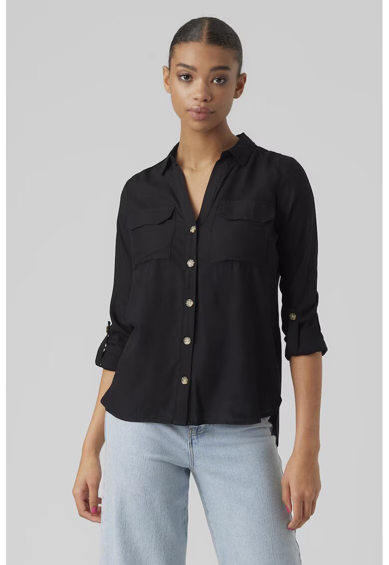 Vero Moda Camasa cu buzunare pe piept - Negru