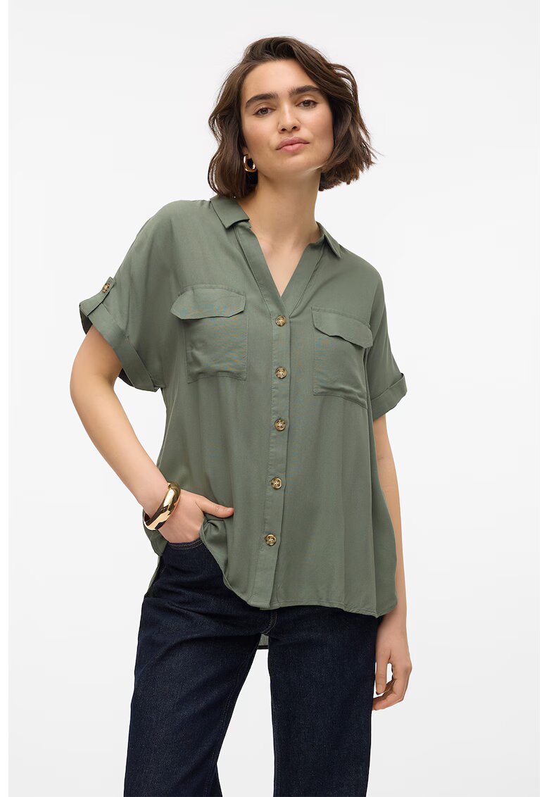 Vero Moda Camasa cu maneci scurte si dungi - Kaki