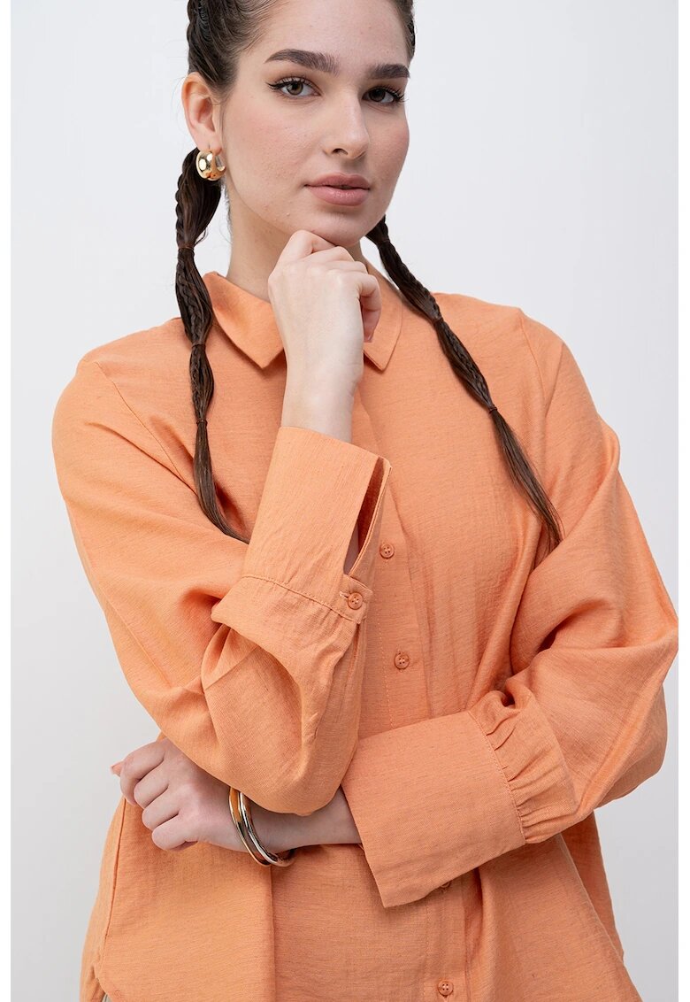Vero Moda Camasa relaxed fit din amestec de in - Portocaliu stins