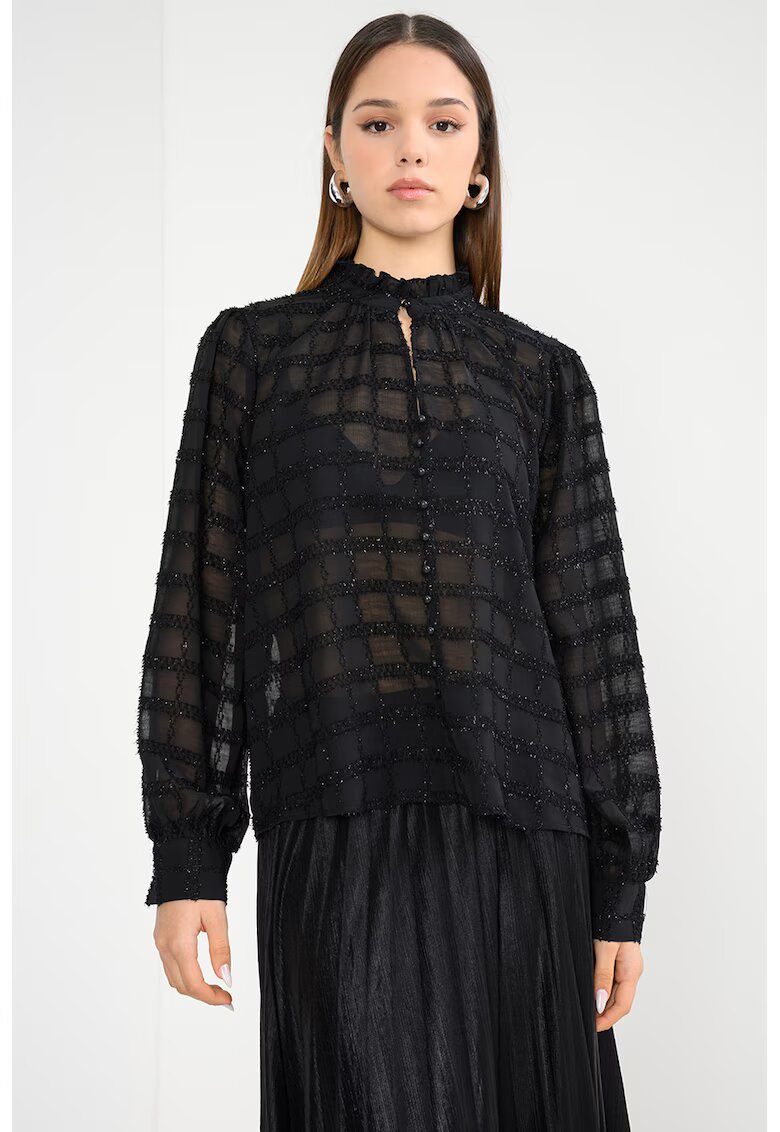 Vero Moda Camasa semitransparenta cu insertii stralucitoare - Negru