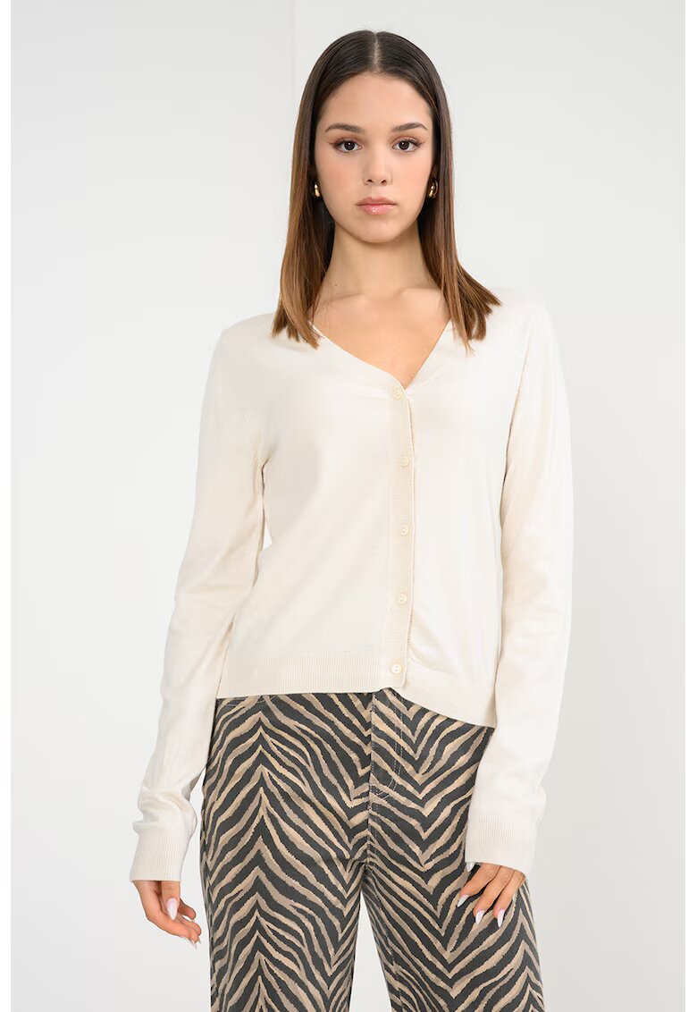 Vero Moda Cardigan tricotat cu nasturi - Alb fildes