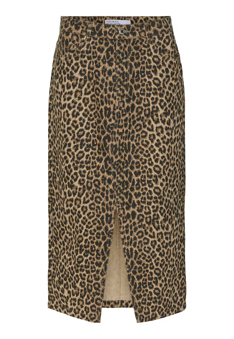 Vero Moda Fusta bumbac/elastan - maro