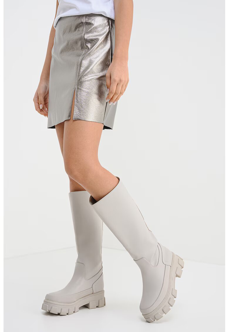 Vero Moda Fusta cu slit lateral - Argintiu inchis