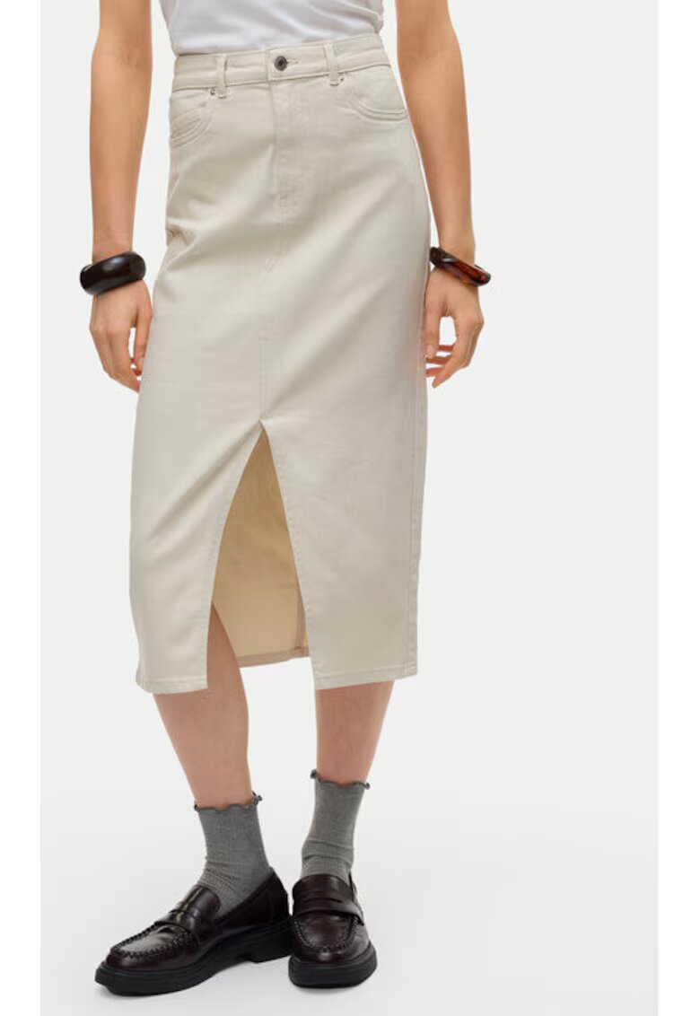Vero Moda Fusta dama Bumbac - Bej - Bej