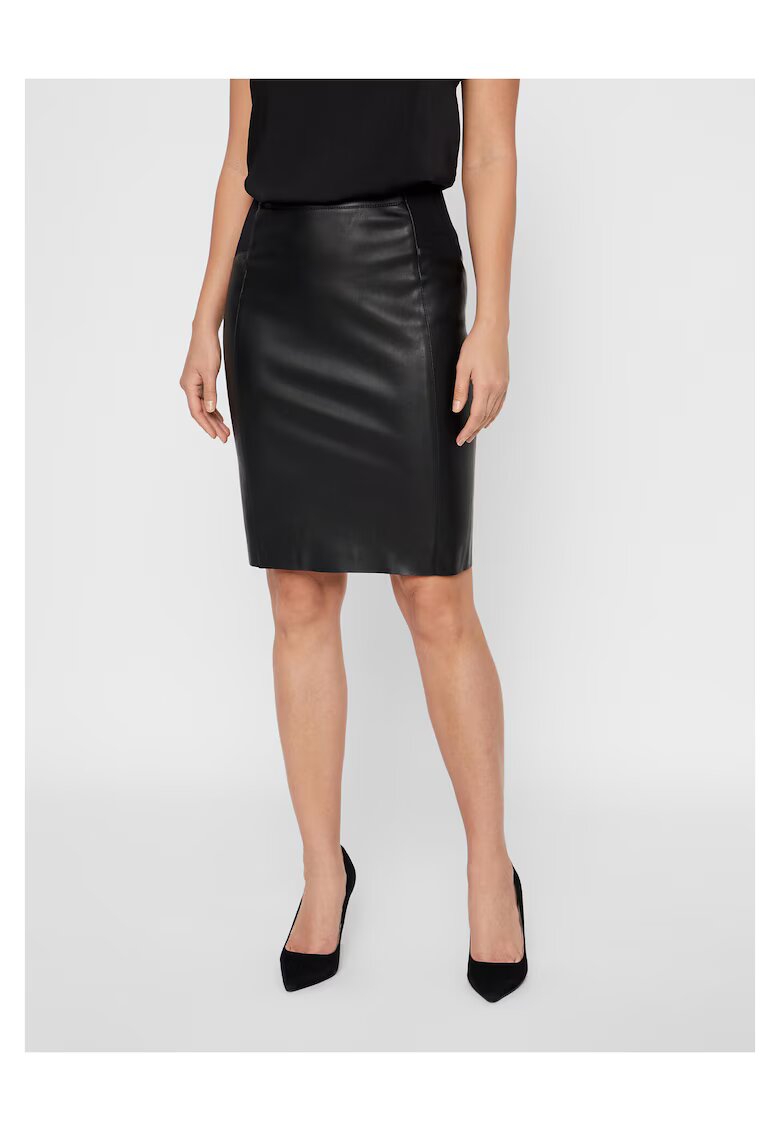 Vero Moda Fusta din imitatie de piele - neagra
