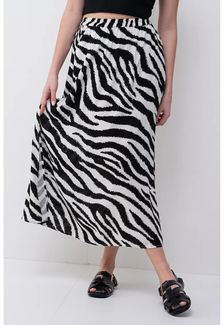 Vero Moda Fusta lunga cu slit lateral - Alb/Negru