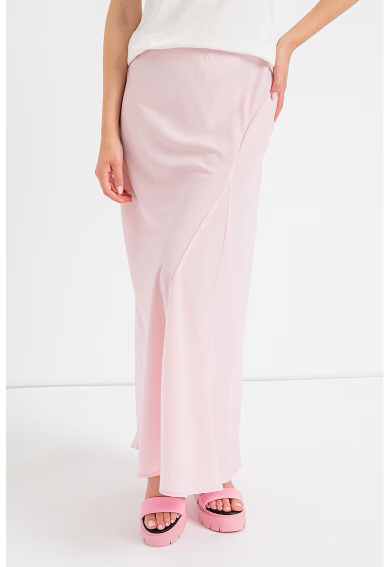 Vero Moda Fusta lunga evazata cu talie inalta - Roz pastel