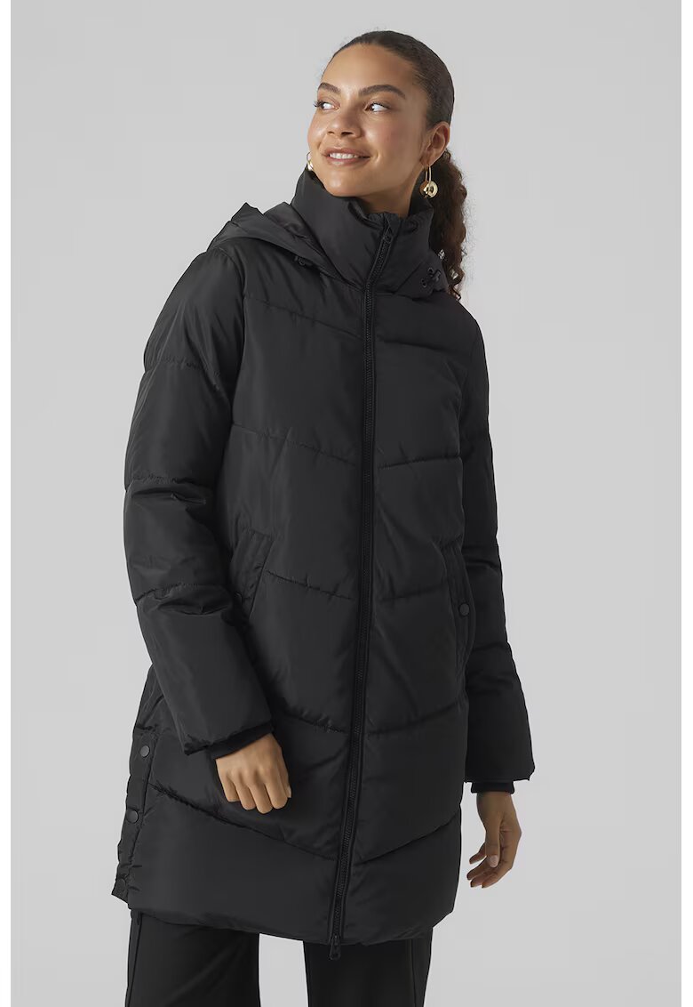 Vero Moda Geaca lunga cu gluga - Negru