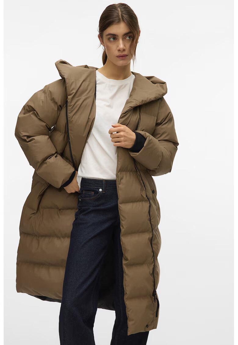 Vero Moda Geaca lunga cu vatelina - Maro deschis