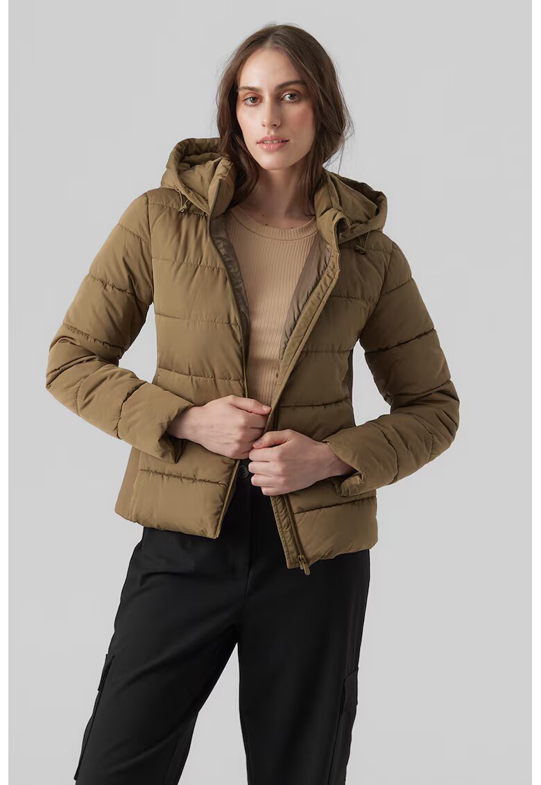Vero Moda Geaca matlasata cu gluga - Maro inchis