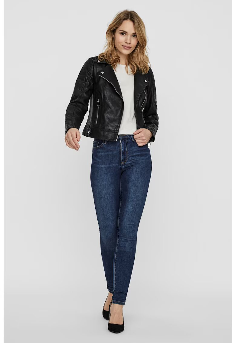 Vero Moda Jacheta biker din piele ecologica - Negru