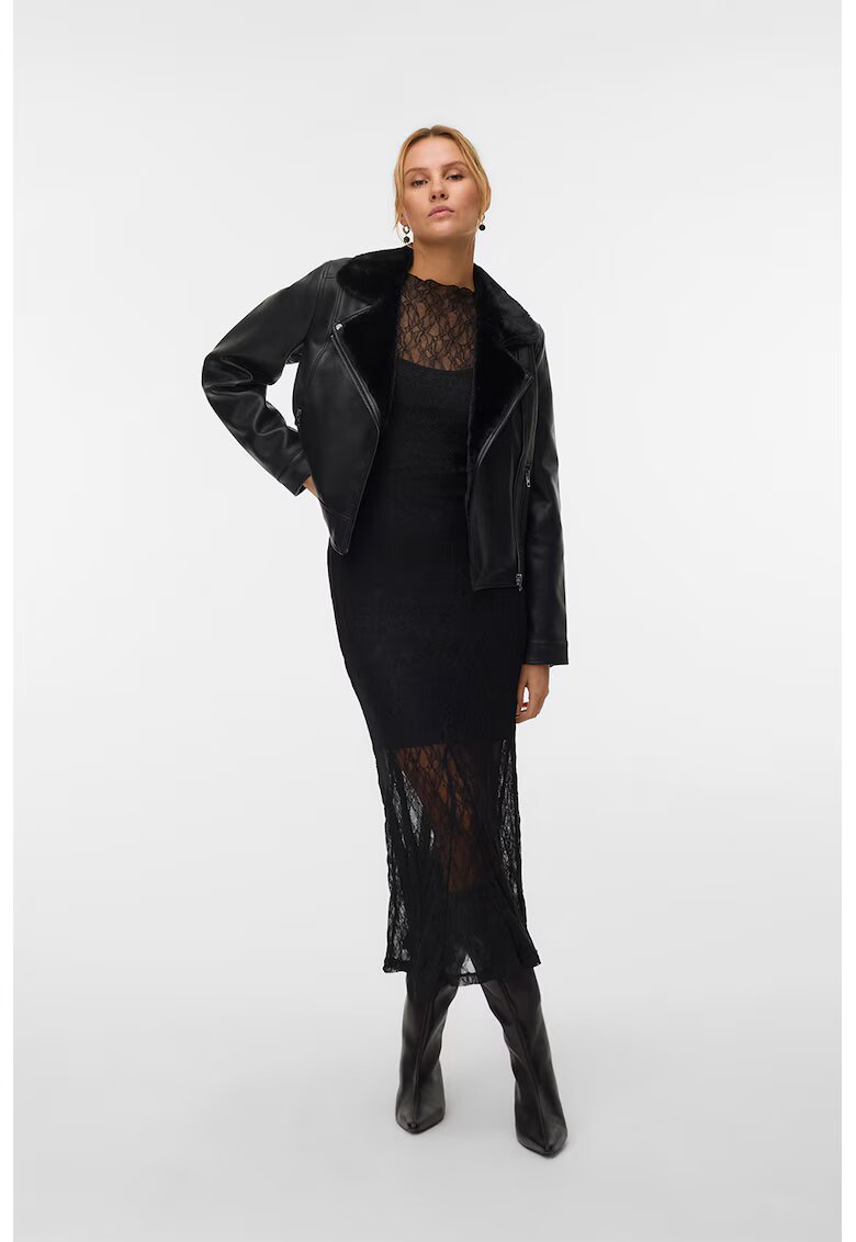 Vero Moda Jacheta biker din piele ecologica - Negru