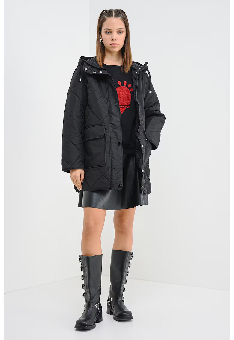 Vero Moda Jacheta matlasata cu gluga - Negru