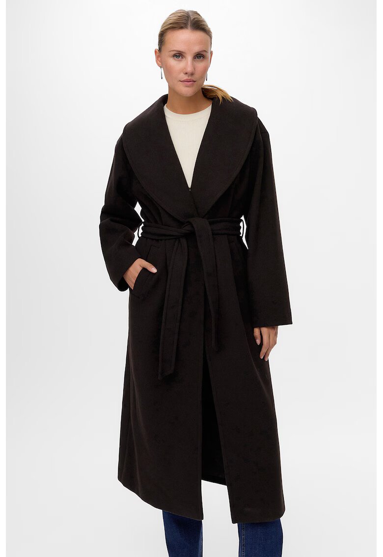 Vero Moda Palton lung cu cordon - Maro inchis