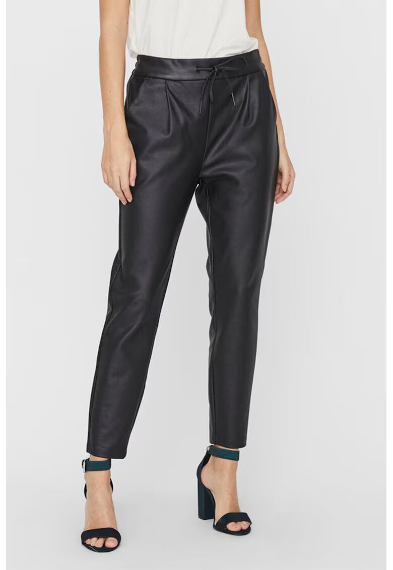 Vero Moda Pantaloni conici de piele ecologica Eva - Negru stins