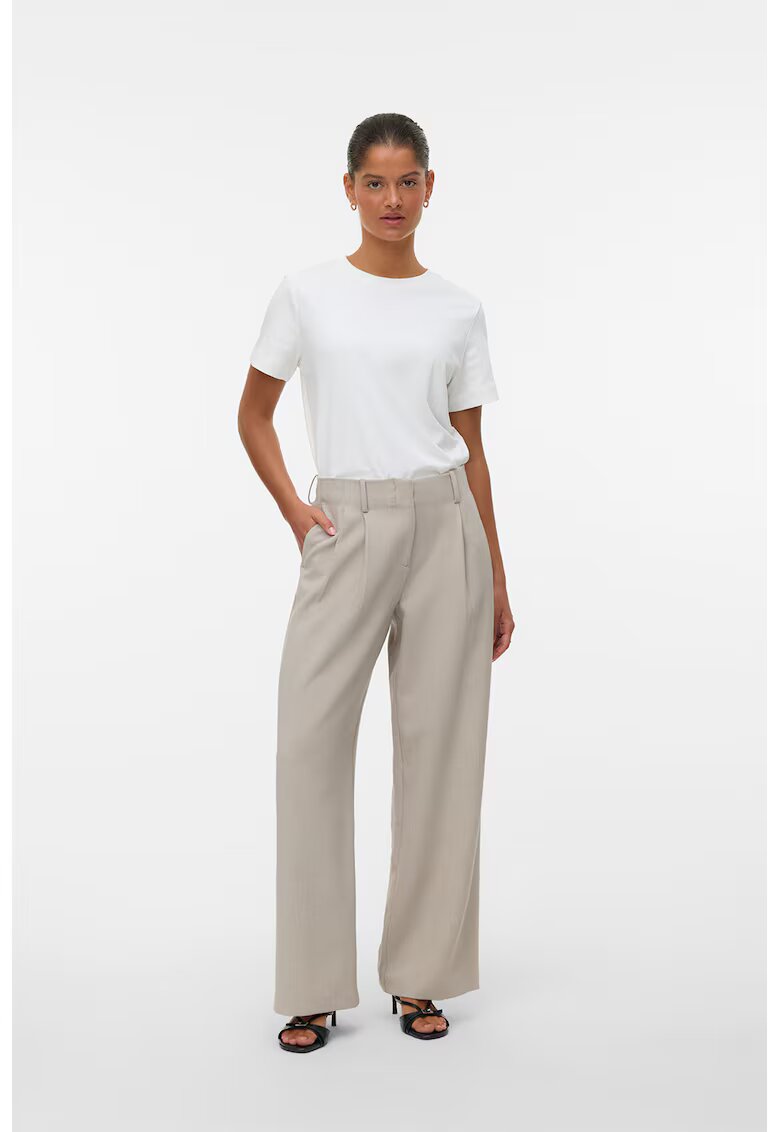 Vero Moda Pantaloni cu croiala ampla si pensa - Grej