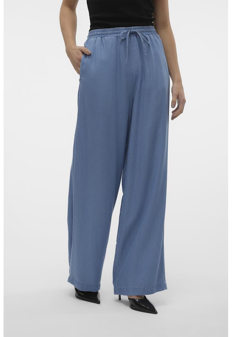 Vero Moda Pantaloni din lyocell cu croiala ampla - Albastru deschis