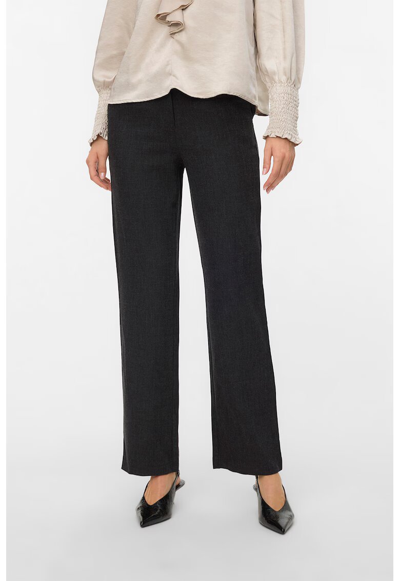Vero Moda Pantaloni drepti cu talie medie - Negru melange
