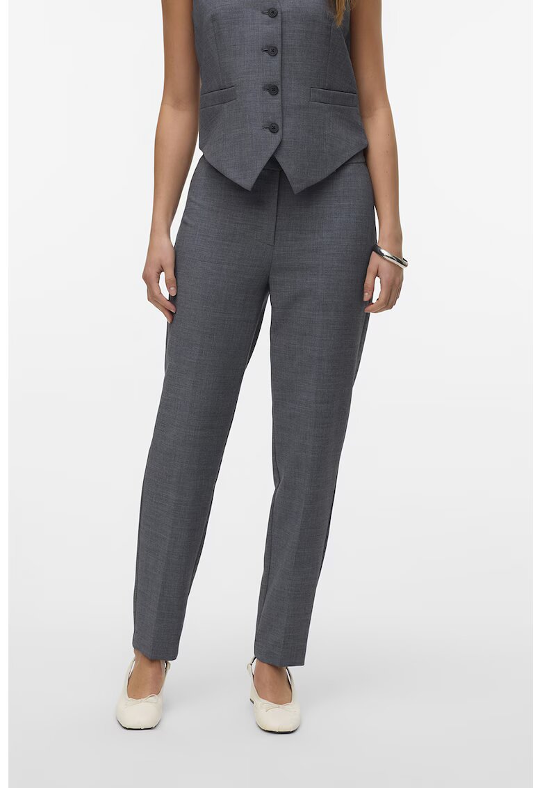 Vero Moda Pantaloni eleganti cu talie medie - Gri melange