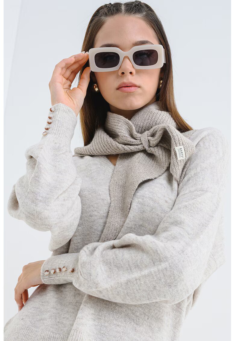 Vero Moda Pulover cu decolteu in V Lefile - Bej deschis melange
