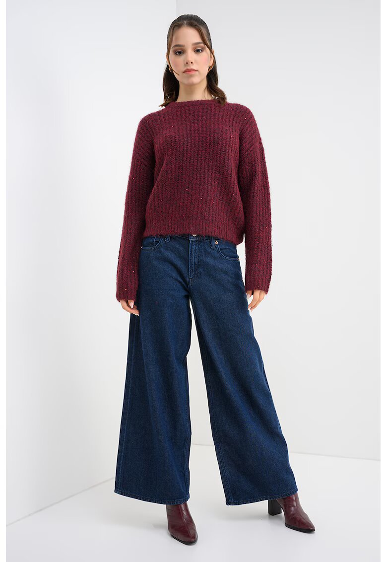Vero Moda Pulover cu decolteu la baza gatului si maneci cazute - Violet melange