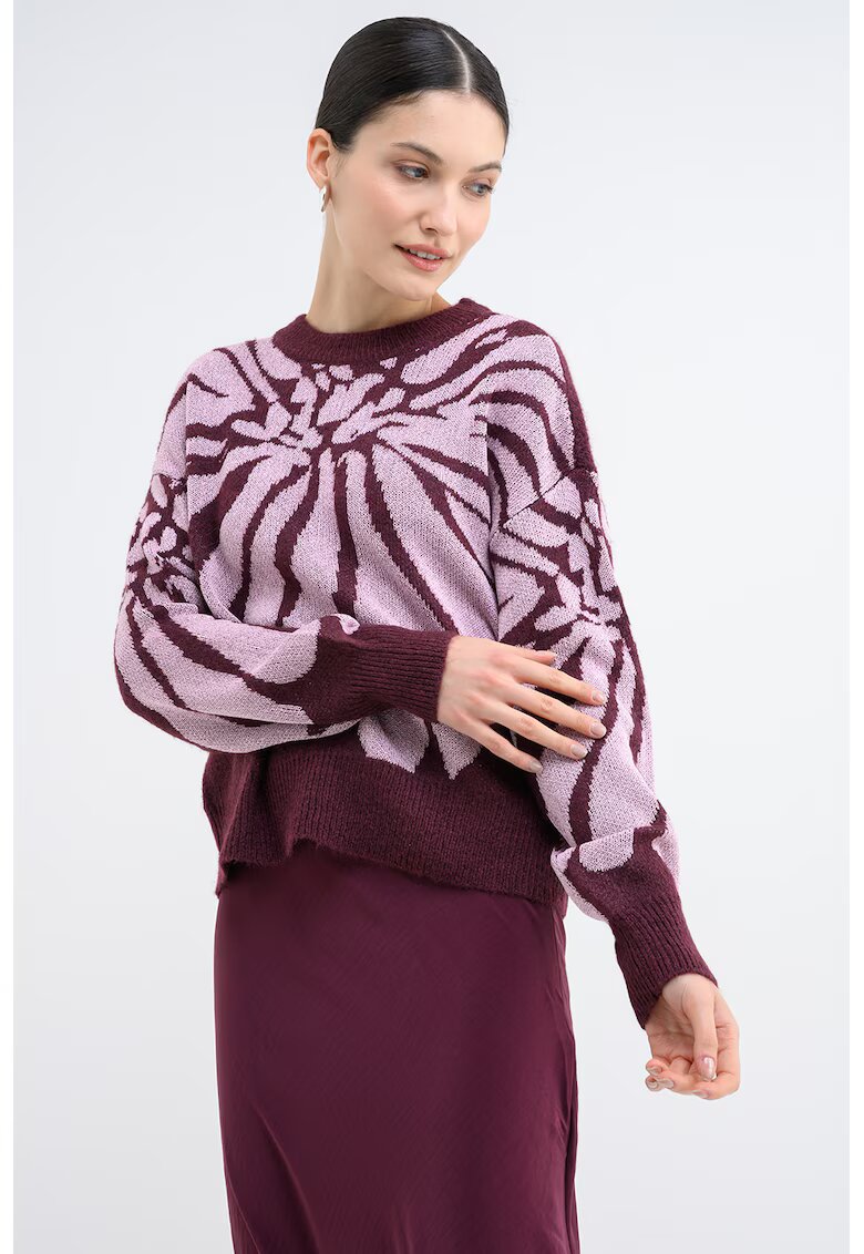 Vero Moda Pulover cu decolteu la baza gatului si maneci cazute - Violet tyrian/Roz