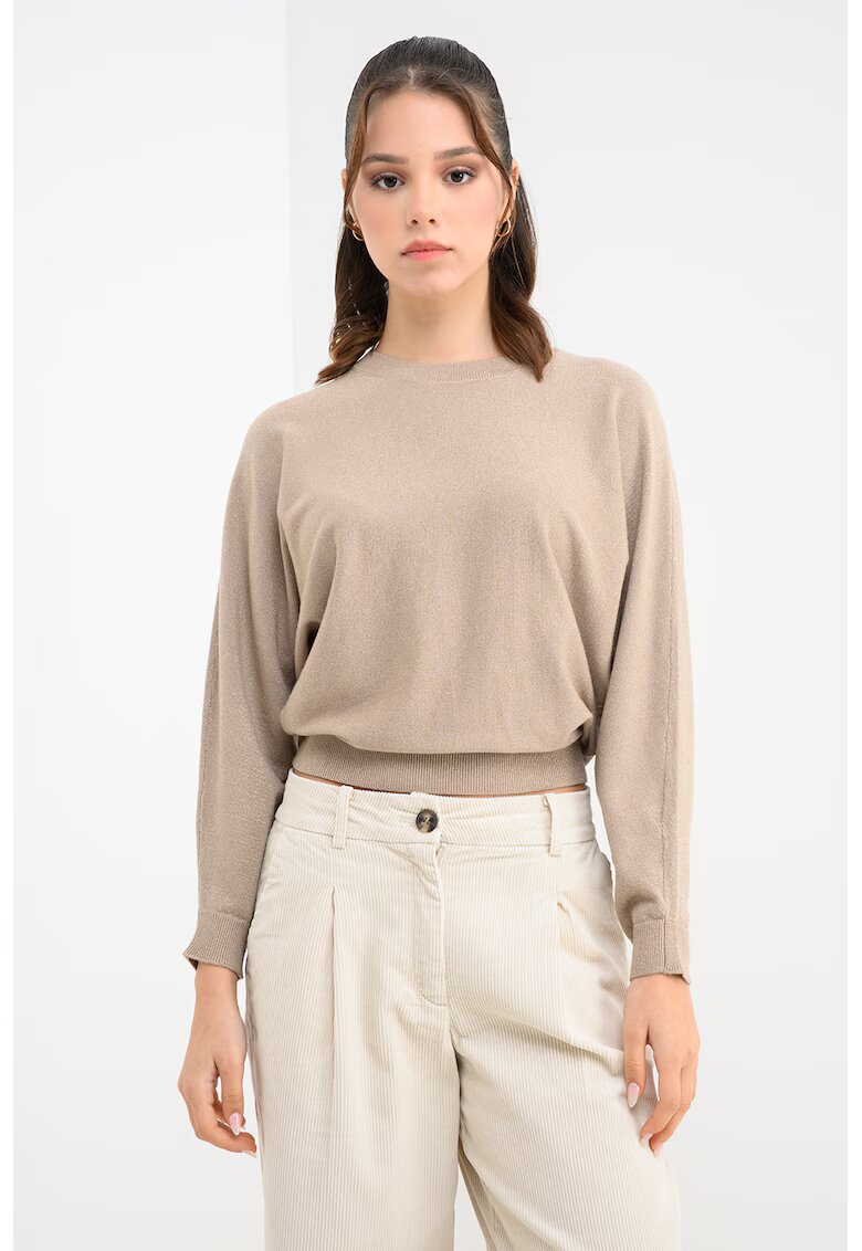 Vero Moda Pulover cu insertii de lurex Happy - Auriu/Bej