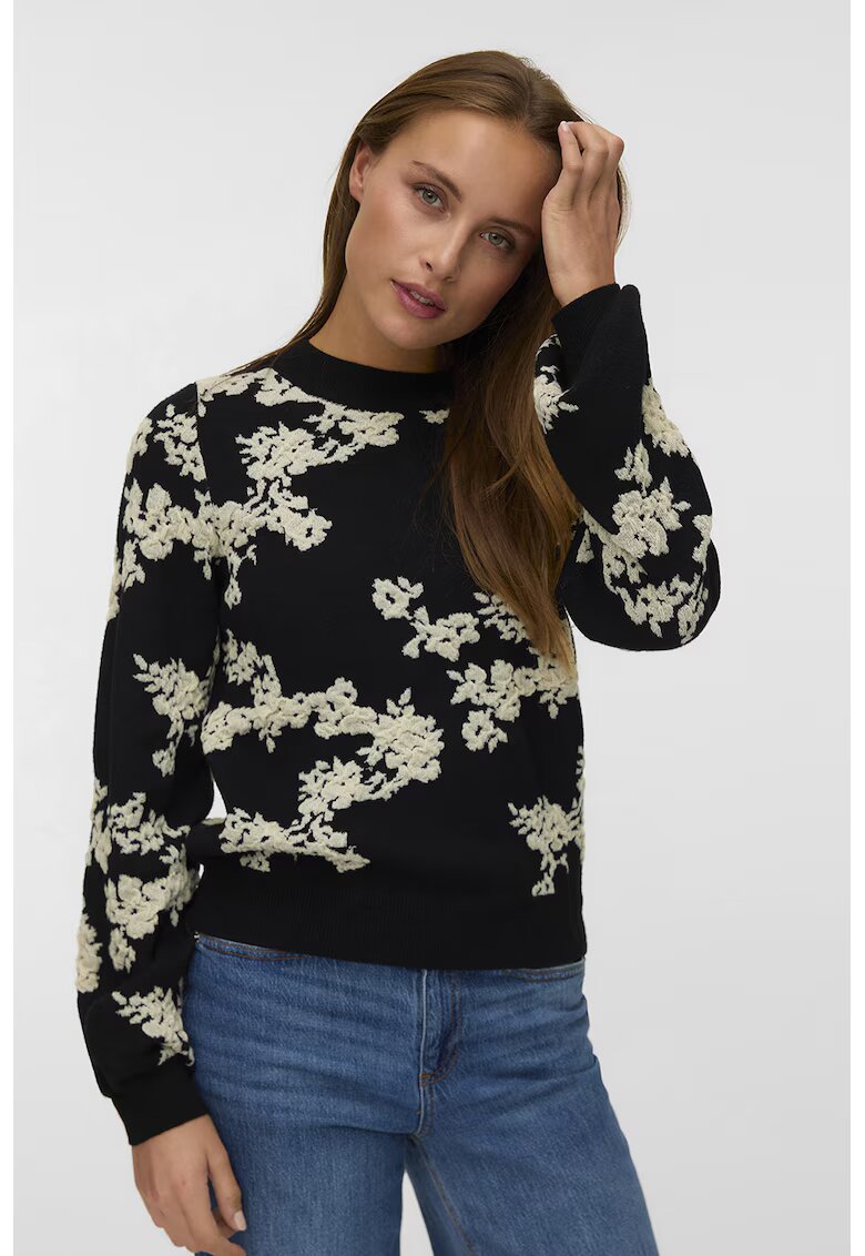 Vero Moda Pulover cu maneci lunci - Negru/Crem